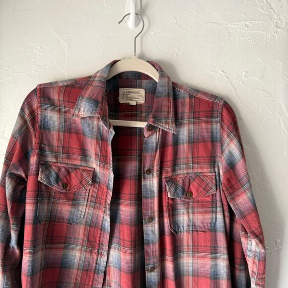 Current/Elliott Red Plaid Flannel Shirt Women Small‎ 100% Cotton Western Grunge - Picture 2 of 8